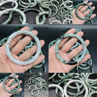 กำไลหยกแท้ แกะสลักลายปล้องไม้ไผ่ Jadeite Type A