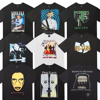 ผ้าฝ้าย 100%เสื้อยืดแขนสั้นลําลอง ทรงหลวม ลาย metallica band cobain สไตล์วินเทจ เรโทรS-3XL