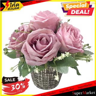 ดอกกุหลาบในแจกันเซรามิก WACH 24 สีชมพู ต้นไม้ประดิษฐ์ ARTIFICIAL ROSE IN VASE WACH 24 PINK อุปกรณ์ตกแต่งสวน