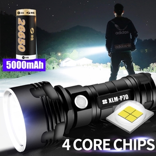 Super-Bright 90000Lm ไฟฉายไฟ Led P70 Usb + แบตเตอรี่ 5000Mah ชาร์จ Usb กันน้ําเหมาะกับการพกพาเดินทาง