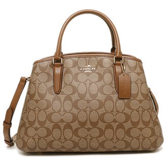 COACH F58310 SMALL MARGOT CARRYALL IN SIGNATURE ทรงถัง 13" น้ำตาลอ่อน