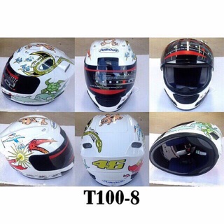 หมวกกันน็อคเต็มใบ ไซร์L (T100-8)สีขาว”รอบหัว57-60เซน”(ถอดซักได้)