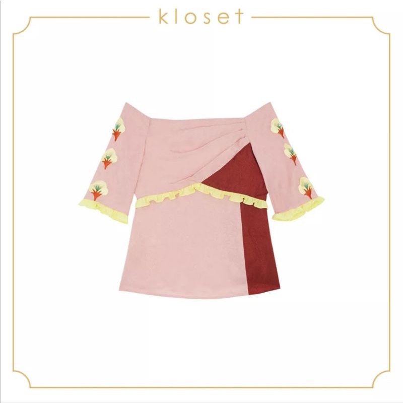 kloset เสื้อปาดไหล่ สีชมพู XS