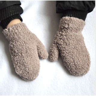 B420 ถุงมือเด็ก ถุงมือกันหนาวเด็ก ขนนุ่ม สีพื้น (6แบบ)