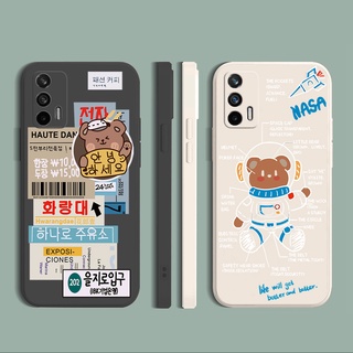 เคสซิลิโคนนิ่ม ขอบตรง ลายหมี NASA สําหรับ OPPO A16 A94 A53 A15 A15S A12 A7 A5S A52 A72 A92 A74 A54