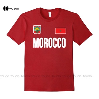 แขนสั้นT-shirt เสื้อยืด พิมพ์ลายธงชาติฟุตบอล Morocco สไตล์โมร็อกโก สําหรับผู้ชาย Xs 5XLS-XXXXL