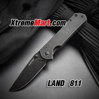 มีดพับ Land รุ่น 811 ของแท้100% ใบมีดสแตนเลส ระบบ Liner Lock Stainless Steel Folding Knife (ใบดำ ด้ามดำ)