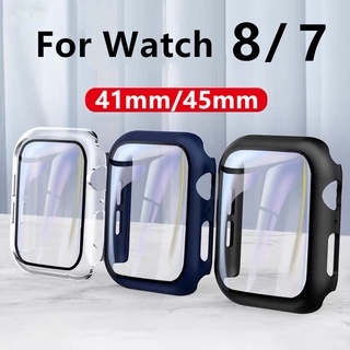 เคสสำหรับแอป--เปิน iwatch series 7 เคส Watch 7 41mm/45mmสายนาฬิกา PC+Glass สายสำหรับ watch 7 เคสแอปเปิ้ลวอช