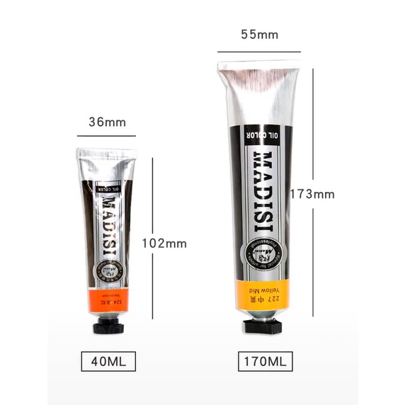 สีน้ำมัน MADISI หลอด 40ML สำหรับวาดภาพสีน้ำมัน MADISI Oil Colour 40ML (1) สีน้ำมันนำเข้า สีน้ำมันเกรดนักเรียน