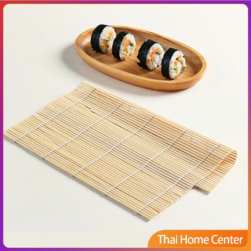 เสื่อม้วนซูชิแบบไม้ ที่ม้วนซูชิ เครื่องมือโอนิกิริ ทำจากไม้ไผ่ เครื่องมือโอนิกิริ Sushi Bamboo Roller