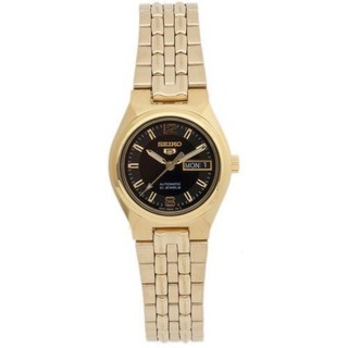 Seiko 5 Sport Automatic นาฬิกาข้อมือผู้หญิง Black/Gold สายสแตนเลสรุ่น SYMK38K1