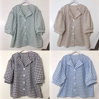 เสื้อแฟชั่นลายสก๊อต ผ้า cotton tro อก 50”