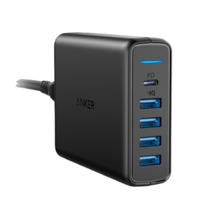 [สินค้าแถม กรุณาเลือกรุ่น] Anker PowerPort I PD 30W with 1 PD and 4 IQ Adapter ชาร์จเร็ว iPhone 14/13 , iPad Pro USB-C 30W และ USB สูงสุด 2.4A ต่อช่อง - AK166