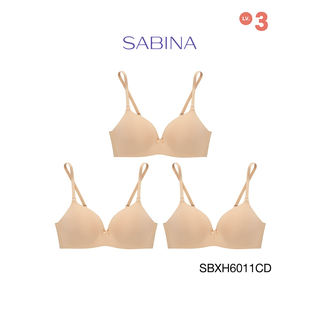 Sabina ซาบีน่า เสื้อชั้นใน Invisible Wire (Set 3 ชิ้น)(ไม่มีโครง) Seamless Fit รุ่น Soft Doomm  รหัส SBXH6011CD สีเนื้อเข้ม