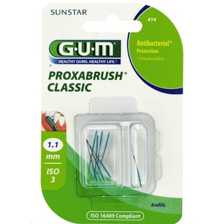 gum หัวเปลี่ยนแปรงซอกฟัน Proxabrush Classic ทรงกระบอก 1.1 mm. (414) 1 แพค บรรจุ 8 ชิ้น