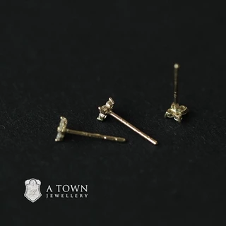 S925 Sterling Silver 14K Zircon Stud Earrings Simple Fashion Earrings Student Girls Jewelry Gift