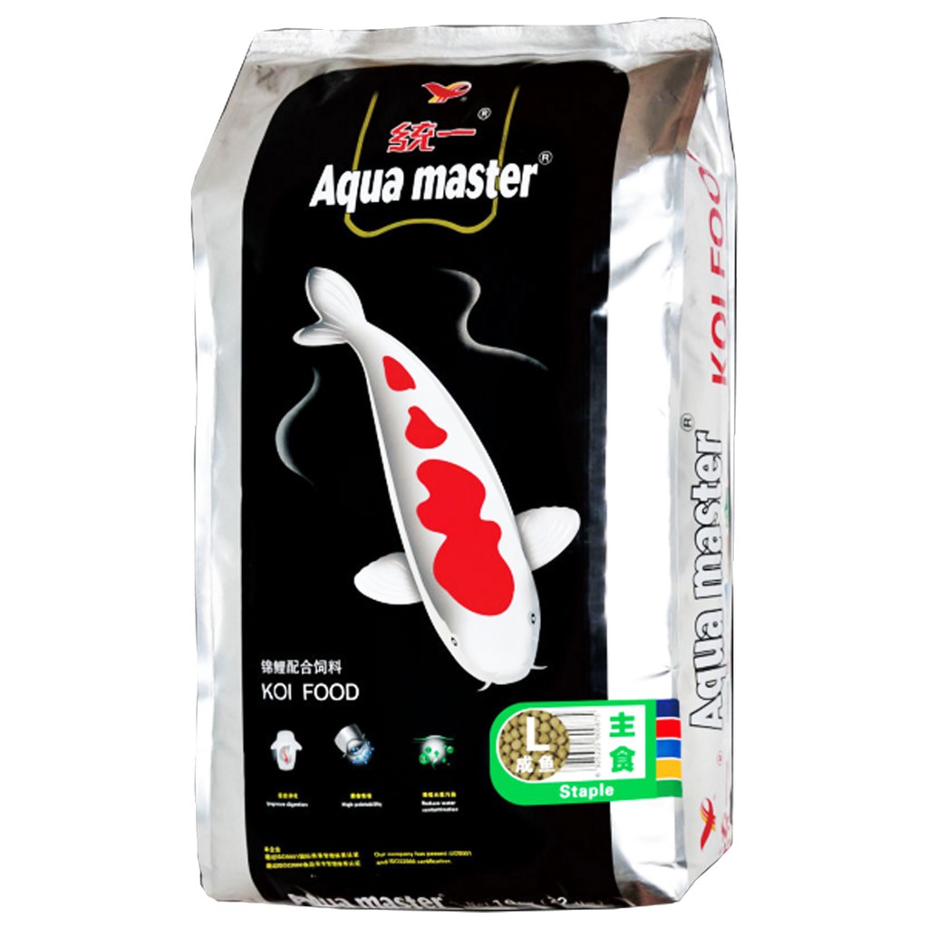 AQUAMASTER STAPLE อาหารปลาคาร์ฟ สูตร สมดุล โตเร็ว สุขภาพดี อาหารเม็ดชนิดลอยน้ำ อาหารเม็ดชนิดลอยน้ำ ขนาด 10KG.
