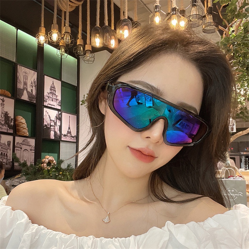ใหม่ แว่นตากันแดด กรอบขนาดใหญ่ สีพราว แฟชั่นเรโทร สําหรับผู้หญิง