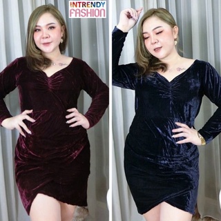 ชุดเดรสกํามะหยี่สาวอวบ XL,2XL,3XL