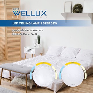 Welluxโคมไฟเพดานกลมแอลอีดี 3 แสง โคมซาลาเปากลมแอลดีดี Wellux ขนาด 32 วัตต์  3แสง (เดย์ไลท์,คลูไวท์,วอมไวท์)
