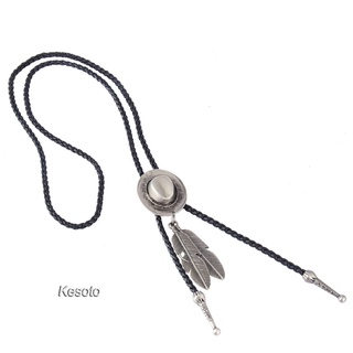 [Kesoto] สร้อยคอหนัง Pu สีดําสไตล์คาวบอยสไตล์คาวบอย Bolo Tie Bola