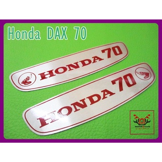 HONDA DAX 70 FUEL TANK "ALUMINUM" DECAL (10.5x3.5 cm.) "RED" LETTER // เพลทอลูมิเนียมสีขาว ข้อความสีแดง ติดข้างถังน้ำมัน