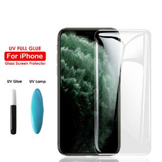 ฟิล์มกระจกนาโนฟิล์มกระจกนิรภัยกันรอยหน้าจอ UV For iPhone 11 12 Pro Max Mini X Xr Xs 8 7 Plus