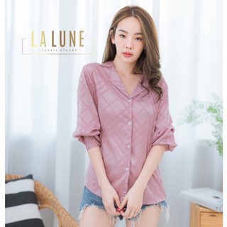💝LALUNE💝เสื้อผู้หญิง 6สี เสื้อเชิ้ตลายทาง CHECK PRINT สวยหรู ดูดี ผ้าซาตินสไตล์เกาหลี ทรงสวย ใส่สบาย สาวอวบใส่ได้