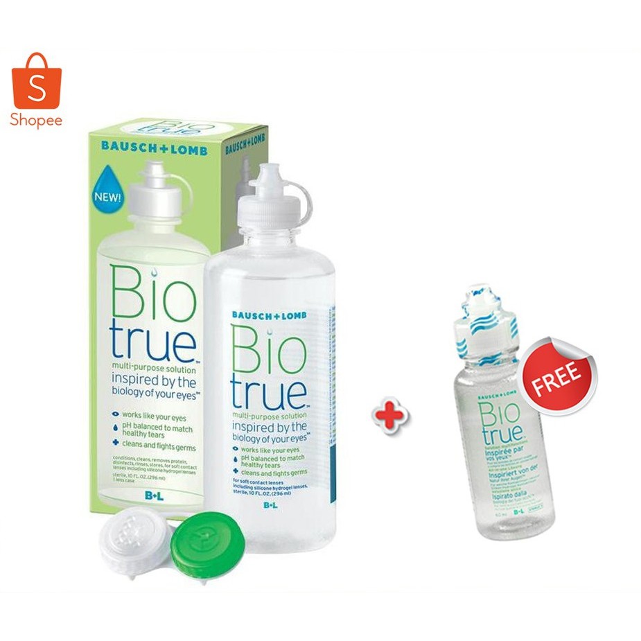 Biotrue Exp.12/24 น้ำยาล้างคอนแทคเลนส์ 300 mL แถมขวดเล็ก 60 mL Bausch&Lomb Bio true ไบโอทรู