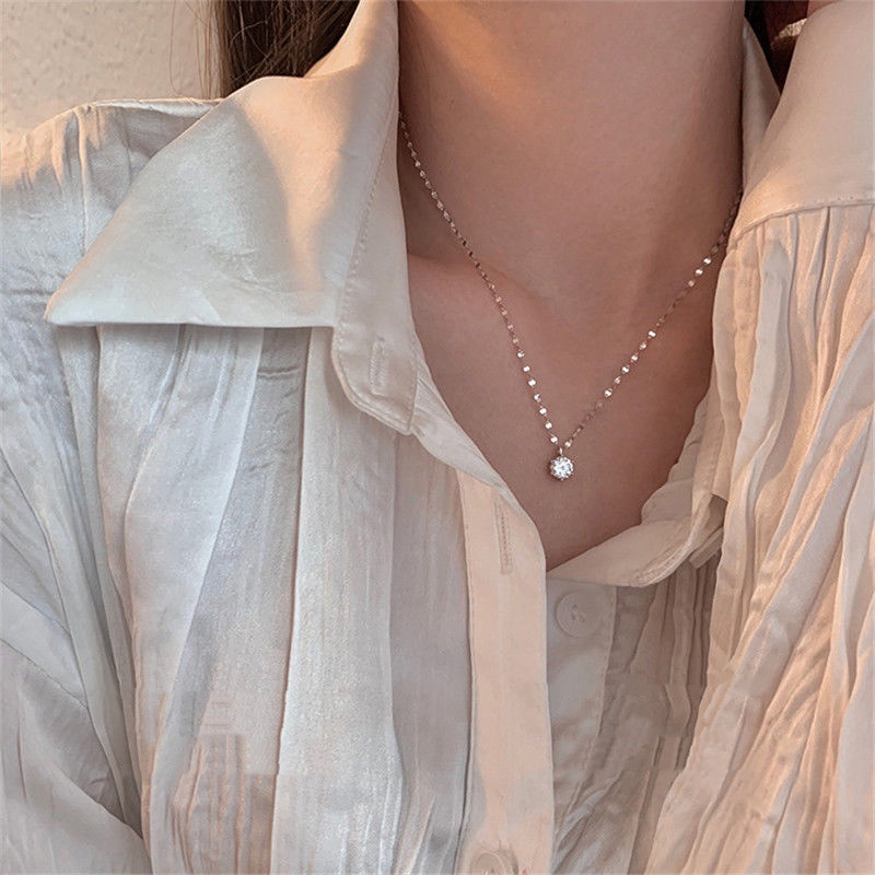 Japan and South Korea Simple Temperament Trend Single Diamond Pendant Necklace Female Clavicle Chain 2021 New Ins Fashion Accessories Jewelry Gift – – >>> 🇹🇭 Top1Thailand 🛒 >>> shopee.co.th 🇹🇭 🇹🇭 🇹🇭🛒🛍🛒