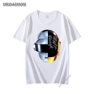 [S-5XL] เสื้อยืดแขนสั้นผ้าฝ้ายคลาสสิกพิมพ์ Daft Punk Robot คุณภาพสูง