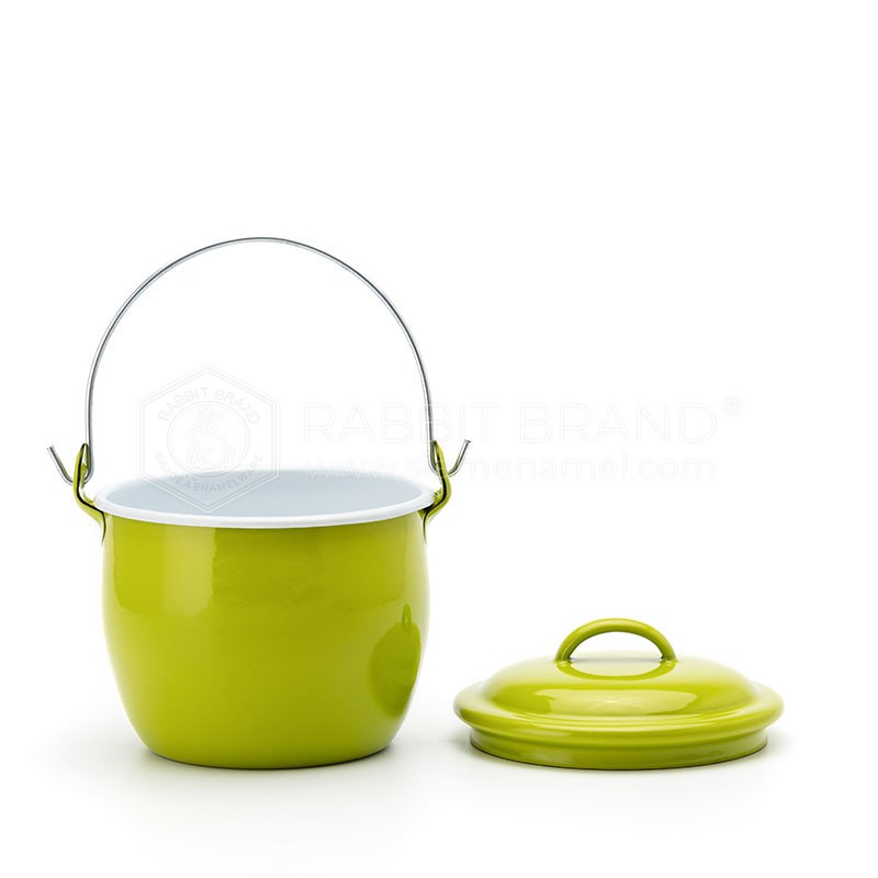 หม้อเคลือบ หม้อหูหิ้ว หม้ออวย เคลือบอินาเมล หลากสี ตรากระต่าย ขนาด12cm - รูปที่ 3