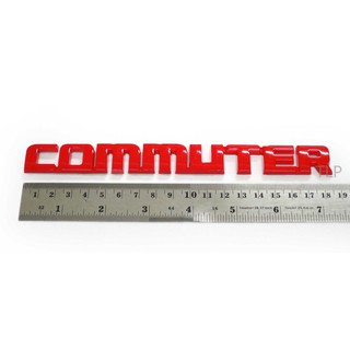 (1ชิ้น) COMMUTER LOGO แผ่นป้ายรถตู้ สีแดง สำหรับรถโตโยต้า ไฮเอช Toyota Hiace VAN สติ๊กเกอร์ โลโก้ คอมมูเตอร์ คอมมิวเตอร์