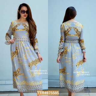 Granddesignplus TTR585**สีเทา**รอบอก 42" VERSACE ELEGANCE MAXI DRESS.