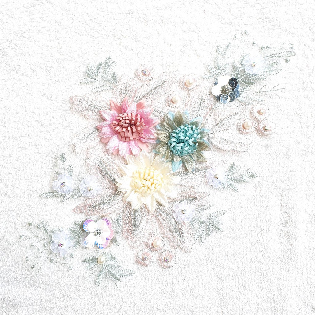 💐 ลูกไม้ ดอกไม้ 3D ตกแต่งเสื้อผ้า 💐 ตกแต่งกระเป๋า🌼 DIY (แบบเพิ่มเติมด้านใน) 👑
