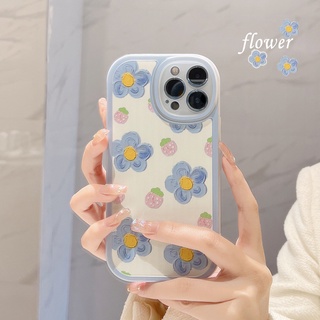 เคสโทรศัพท์มือถือ แบบนิ่ม ลายสตรอเบอร์รี่ และดอกไม้ สําหรับ Apple iphone 8p 11 12 13 pro max 12 11 xr xs x