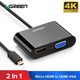 Ugreen Micro HDMI To HDMI VGA Adapter พร้อมพอร์ต Micro USB ขนาด3.5มม. สำหรับกล้องแท็บเล็ต Micro HDMI To HDMI VGA Cable C