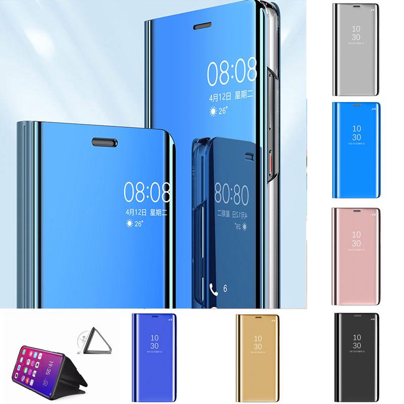 Huawei Mate9 Mate9 Pro Hard PC+Leather Smart Clear View Plating Mirror Standing Flip Cases Cover