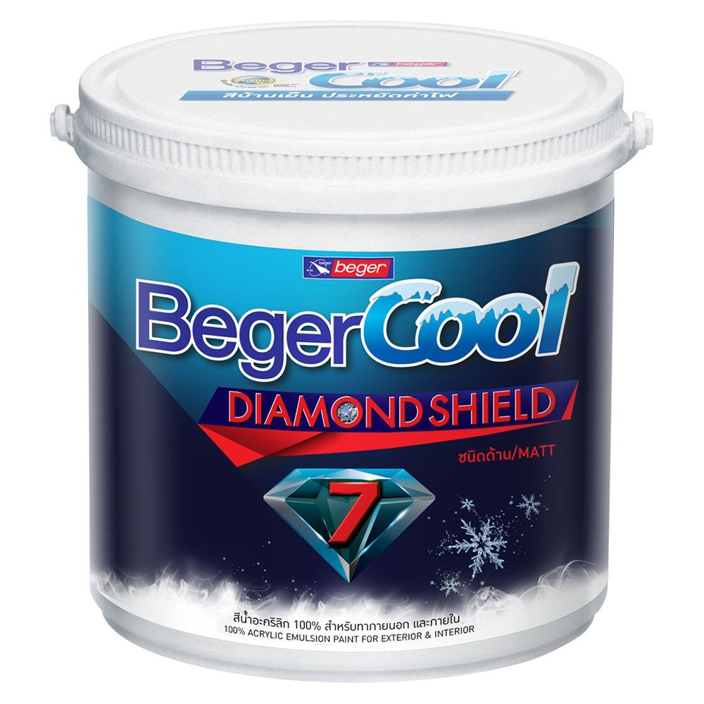 สีน้ำทาภายนอก BEGER CoolDiamond7 BASE D เนียน 9 ลิตร ตัวเลือกสีทาบ้านที่ช่วยลดความร้อน Beger Cool Diamond Shield 7 สะท้อ