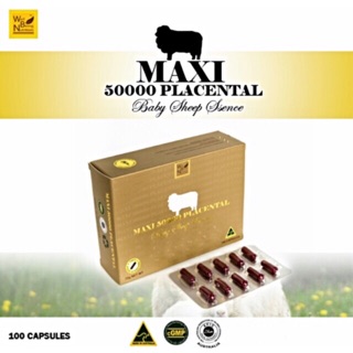 ของแท้100%. Maxi Placenta 50000  mg รกแกะ แม็กซี่ เข้มข้นสูง ลดริ้วรอบ บำรุงผิวพรรณเต่งตึง หน้าอ่อนกว่าวัย