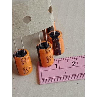 Capacitor 100uf50v ELNAสีส้มทนความร้อนสูง125Cขนาด18*13mmขายแพค10ตัว75บาทของแท้ใหม่พร้อมส่ง