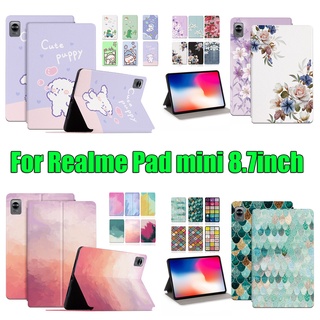 เคสแท็บเล็ตหนัง PU ฝาพับ ลายดอกไม้ คุณภาพสูง สําหรับ Realme Pad mini 8.7 นิ้ว 4G LTE Wi-Fi RMP2105