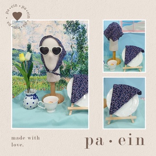 panpan.paein  |    ผ้าโพกผมสามเหลี่ยม ลายดอกไม้สีกรม ผ้า cotton