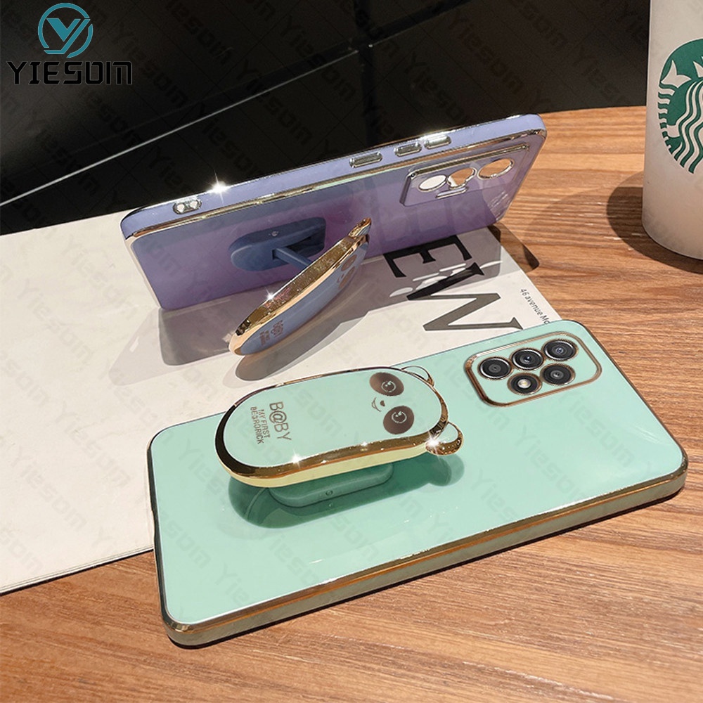 เคสโทรศัพท์มือถือ ซิลิโคนนิ่ม ทรงสี่เหลี่ยม ลายการ์ตูนหมีน่ารัก พร้อมขาตั้งพับได้ สําหรับ Samsung Galaxy A13 4G A23 A33 A53 A73 5G - รูปที่ 7