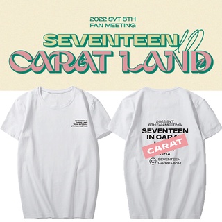 คอตต้อนคอกลมเสื้อยืดแขนสั้นลําลอง พิมพ์ลาย Kpop SEVENTEEN In CARAT LAND แฟชั่นฤดูร้อน สําหรับผู้หญิง และผู้ชายS-5XL