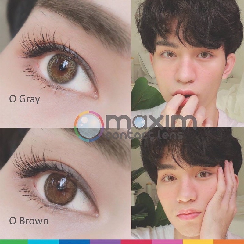 ตาหวาน กล่องชมพู O Gray / O Brown คอนแทคเลนส์ สีเทา สีน้ำตาล Maxim ค่าสายตา -0.75 ถึง -10.00 สายตาสั้น รายเดือน แฟชั่น
