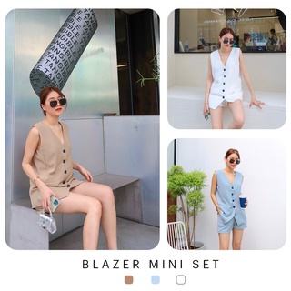 🔥ลด 30.- โค้ด INC5LFF5🔥Blazer Mini Set - ชุดเซ็ท 2 ชิ้น สูทขาสั้น ผ้าโพลีเอสเตอร์ มีซับใน ฟรีไซส์ มีให้เลือก 3 สี