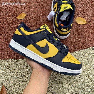 2021 ใหม่ Nike Dunk Low retro Michigan สีน้ำเงินเหลือง DD1391-700 รองเท้ากีฬา