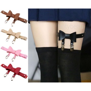 พร้อมส่ง จาก กทม. สายรั้งถุงน่อง Garter หนังเทียม แต่งโบว์ เซ็กซี่ สายเป็นอิลาสติกปรับขนาดได้