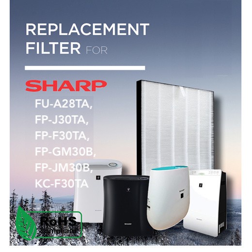 ac ไส้กรองเครื่องฟอกอากาศ Sharp FZ-F30HFE ใช้กับ FU-A28TA FP-J30TA FP-F30TA FP-GM30B-B FP-JM30B และ 